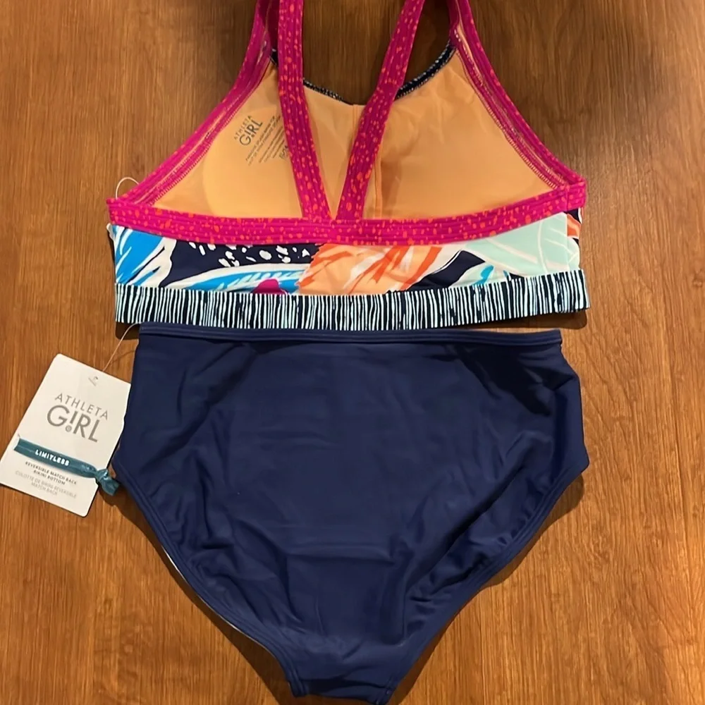 NWT Athleta Girl Paradise Splash Bikini top with matching bottoms Size XL/14.